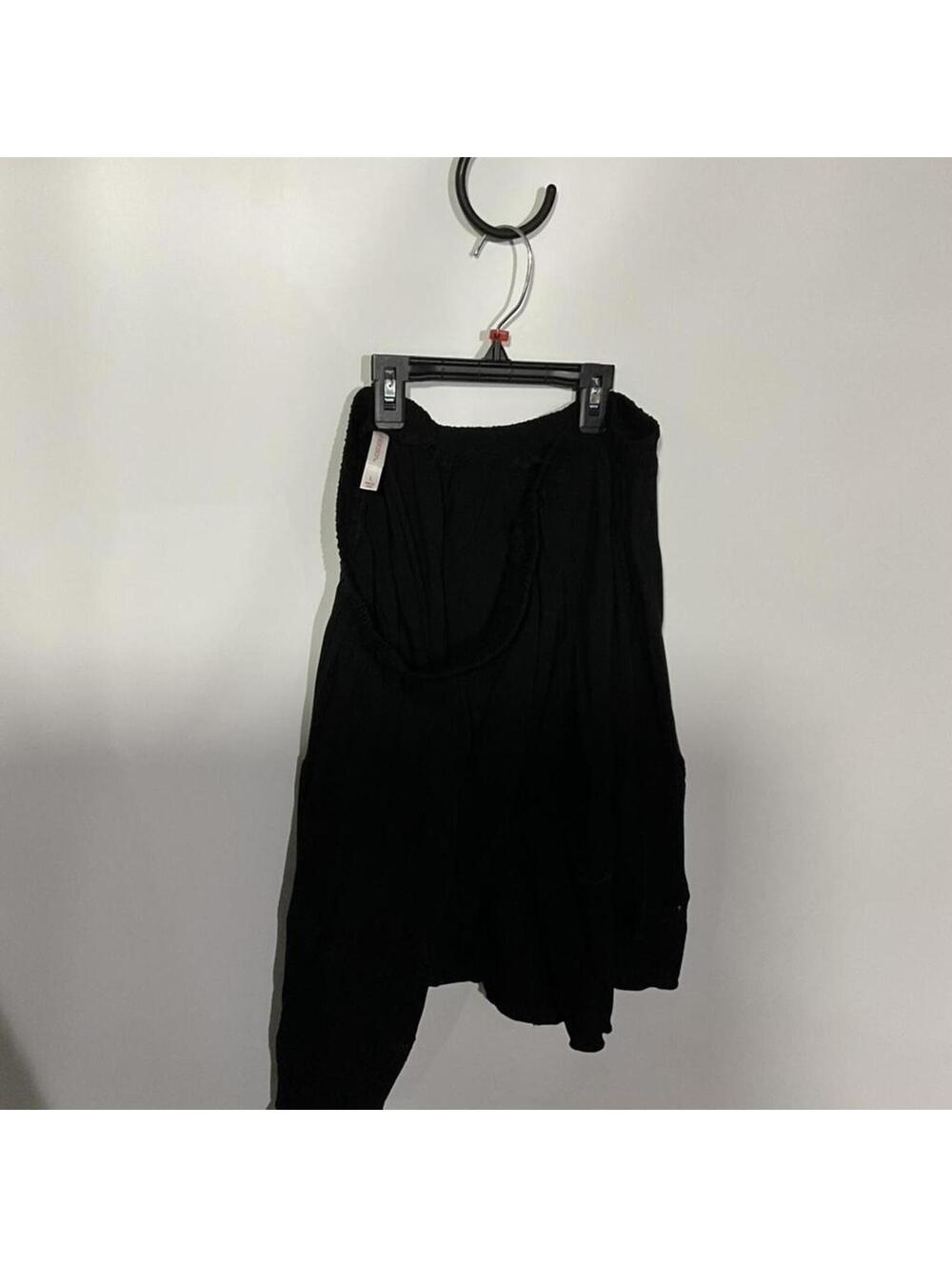 Black Asymmetric Skirt with Elastic Waist